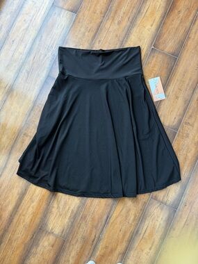 Women’s Honey & Lace Black Skirt with Fold-Over Waistband, Pockets, Medium